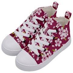 Cherry Blossom Kids  Mid-top Canvas Sneakers by goljakoff