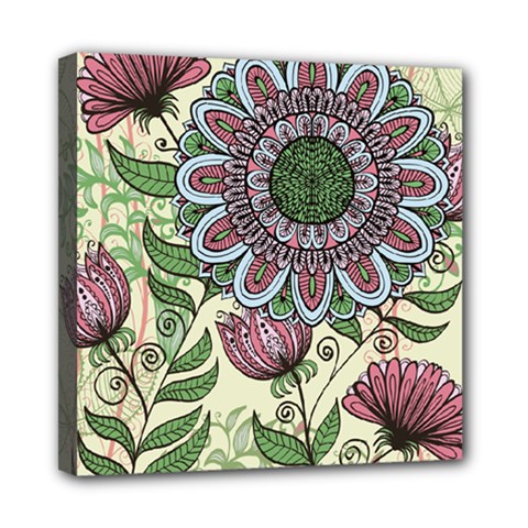 Mandala Flower Mini Canvas 8  X 8  (stretched) by goljakoff