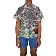 Mandala Flower Kids  Short Sleeve Swimwear by goljakoff