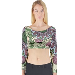 Mandala Flower Long Sleeve Crop Top by goljakoff