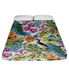 Flowers And Peacock Fitted Sheet (king Size) by goljakoff