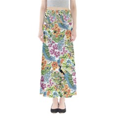 Flowers And Peacock Full Length Maxi Skirt by goljakoff