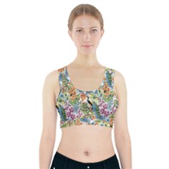 Flowers And Peacock Sports Bra With Pocket