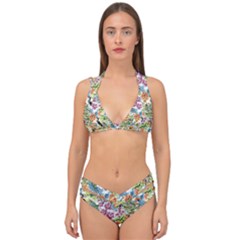 Flowers And Peacock Double Strap Halter Bikini Set by goljakoff