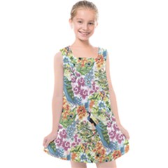 Flowers And Peacock Kids  Cross Back Dress by goljakoff