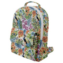 Flowers And Peacock Flap Pocket Backpack (small) by goljakoff