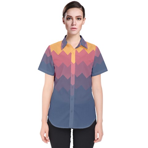 Flat Autumn Zigzag Palette Women s Short Sleeve Shirt by goljakoff