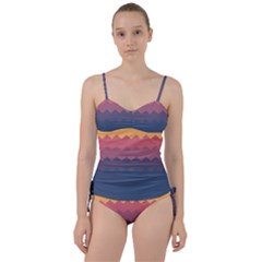 Flat Autumn Zigzag Palette Sweetheart Tankini Set by goljakoff