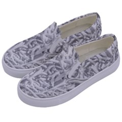 Dry Roots Texture Print Kids  Canvas Slip Ons by dflcprintsclothing