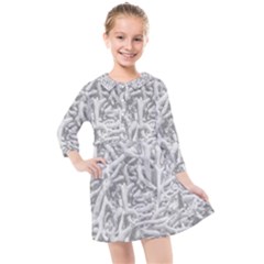 Dry Roots Texture Print Kids  Quarter Sleeve Shirt Dress by dflcprintsclothing