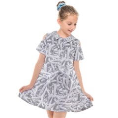 Dry Roots Texture Print Kids  Short Sleeve Shirt Dress by dflcprintsclothing