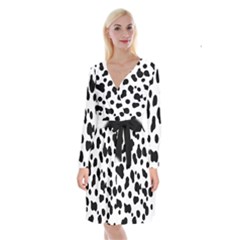 Spots Long Sleeve Velvet Front Wrap Dress by Sobalvarro