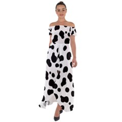 Spots Off Shoulder Open Front Chiffon Dress by Sobalvarro