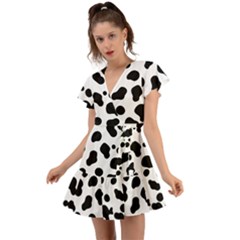 Spots Flutter Sleeve Wrap Dress by Sobalvarro