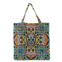 Sugar Skulls Pattern Grocery Tote Bag by ExtraGoodSauce