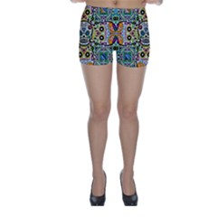 Sugar Skulls Pattern Skinny Shorts