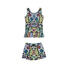 Sugar Skulls Pattern Kids  Boyleg Swimsuit by ExtraGoodSauce