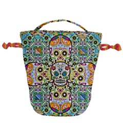 Sugar Skulls Pattern Drawstring Bucket Bag by ExtraGoodSauce