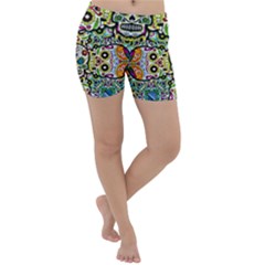 Sugar Skulls Pattern Lightweight Velour Yoga Shorts by ExtraGoodSauce