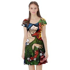 Geisha Short Sleeve Skater Dress by UniqueandCustomGifts