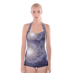 Spiral Galaxy Boyleg Halter Swimsuit  by ExtraGoodSauce