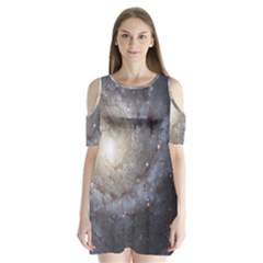 Spiral Galaxy Shoulder Cutout Velvet One Piece by ExtraGoodSauce