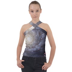 Spiral Galaxy Cross Neck Velour Top by ExtraGoodSauce