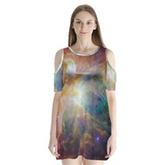 Colorful Galaxy Shoulder Cutout Velvet One Piece by ExtraGoodSauce