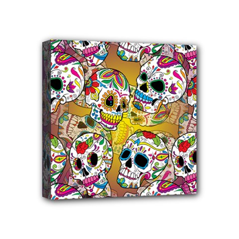 Sugar Skulls Mini Canvas 4  X 4  (stretched) by ExtraGoodSauce