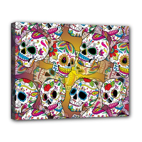 Sugar Skulls Canvas 14  X 11  (stretched) by ExtraGoodSauce