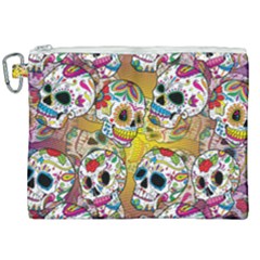 Sugar Skulls Canvas Cosmetic Bag (xxl) by ExtraGoodSauce