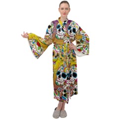 Sugar Skulls Maxi Velour Kimono by ExtraGoodSauce