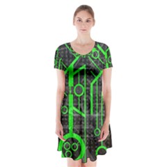 Tech Short Sleeve V-neck Flare Dress by ExtraGoodSauce
