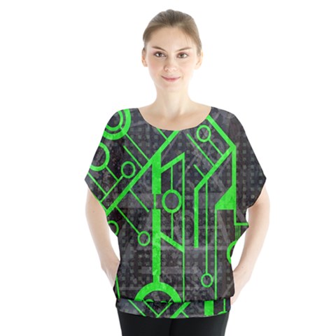 Tech Batwing Chiffon Blouse by ExtraGoodSauce