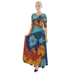 Koi Fish Half Sleeves Maxi Dress by ExtraGoodSauce