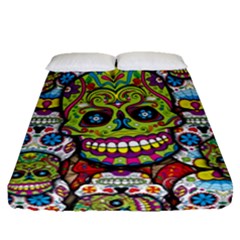 Sugar Skulls Fitted Sheet (queen Size)