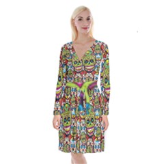 Sugar Skulls Long Sleeve Velvet Front Wrap Dress by ExtraGoodSauce