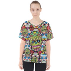 Sugar Skulls V-neck Dolman Drape Top by ExtraGoodSauce