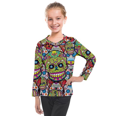 Sugar Skulls Kids  Long Mesh Tee by ExtraGoodSauce