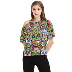 Sugar Skulls One Shoulder Cut Out Tee by ExtraGoodSauce