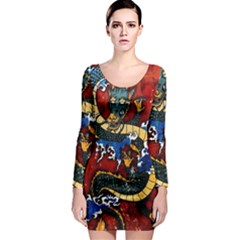 Dragon Long Sleeve Bodycon Dress by ExtraGoodSauce