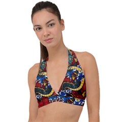 Dragon Halter Plunge Bikini Top by ExtraGoodSauce