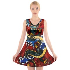 Dragon V-neck Sleeveless Dress by ExtraGoodSauce