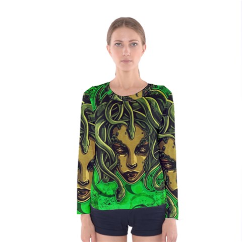 Medusa Women s Long Sleeve Tee by ExtraGoodSauce