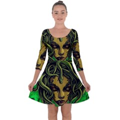 Medusa Quarter Sleeve Skater Dress by ExtraGoodSauce