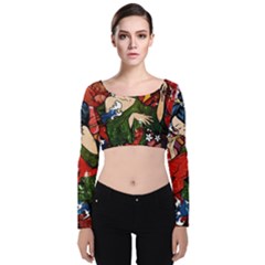 Geisha Geisha Velvet Long Sleeve Crop Top by ExtraGoodSauce