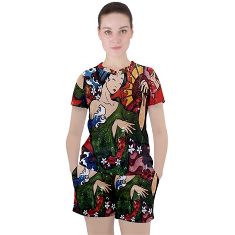 Geisha Geisha Women s Tee And Shorts Set by ExtraGoodSauce