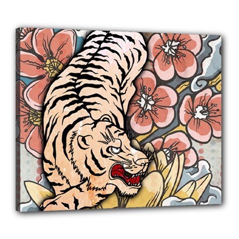 White Tiger Canvas 24  X 20  (stretched) by ExtraGoodSauce