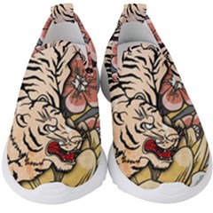 White Tiger Kids  Slip On Sneakers by ExtraGoodSauce