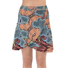 Chinese Phoenix Wrap Front Skirt